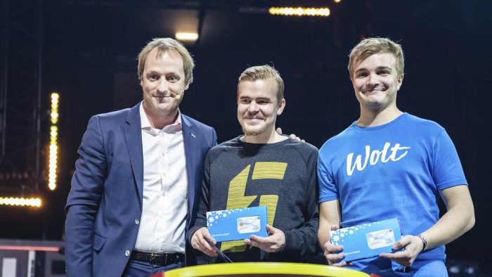 Taavi Kotka, Riku Mäkelä, Miki Kuusi.  Slush 2015 November 11-12th Helsinki, Finland Photo: Jussi Ratilainen www.jussiratilainen.com