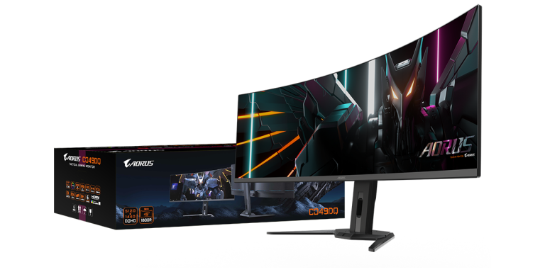 Gigabyte 49 collu OLED monitoru pret iedegšanu sargās mākslīgais intelekts