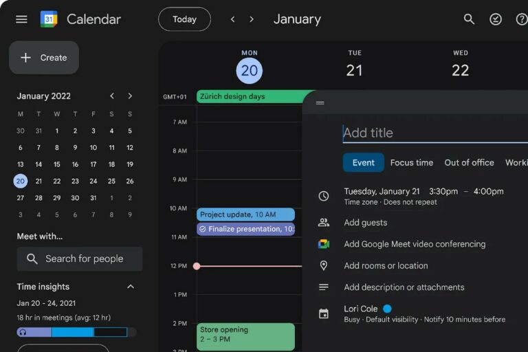 Google Calendar tiek pie jauna dizaina un oficiāla tumšā režīma